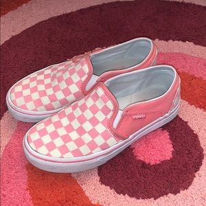 *SOLD* Pink Checkered Slip On Vans size 6